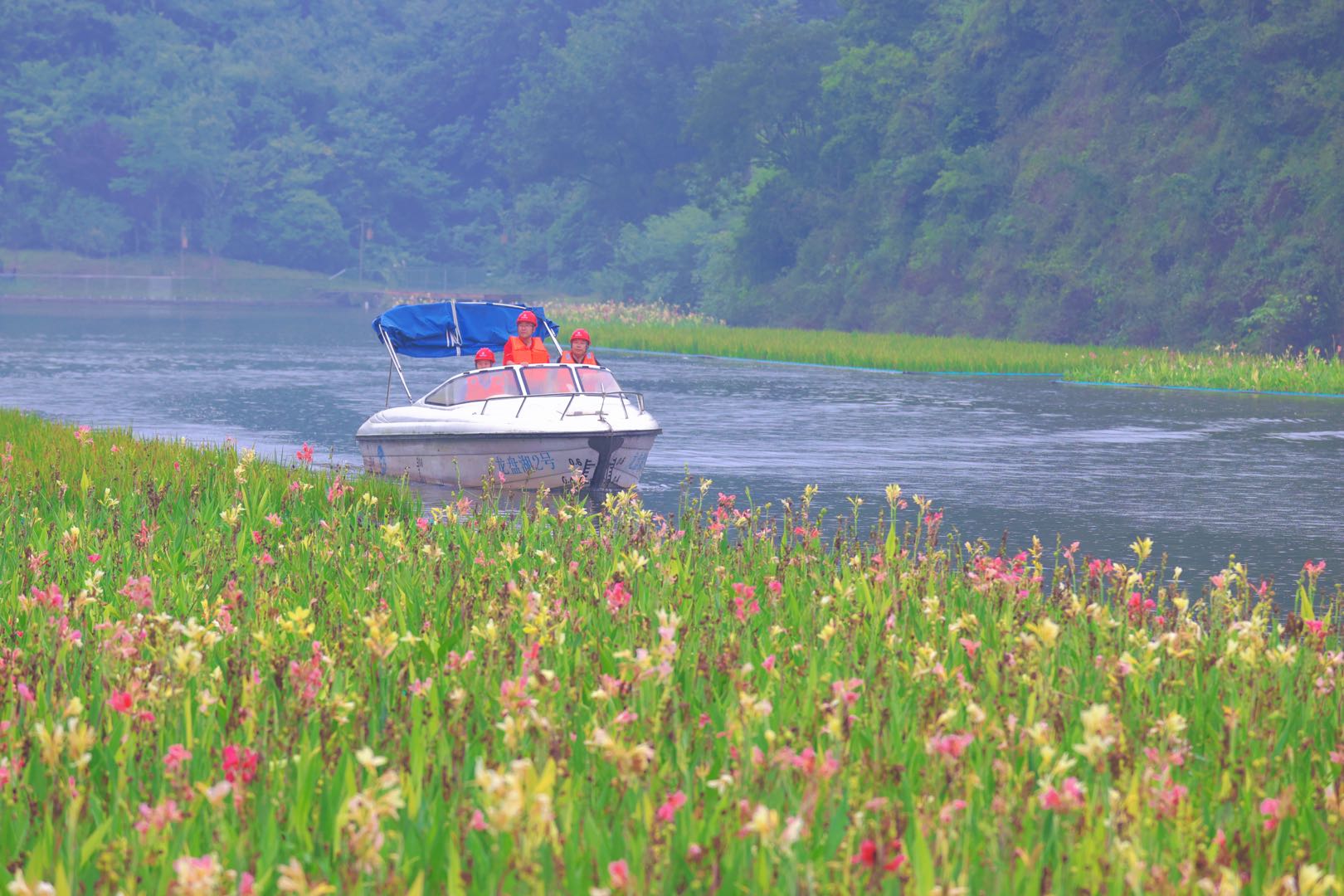 Longpan Lake featured by ecological floating islands