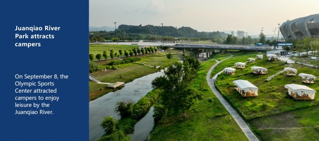 Juanqiao River Park attracts campers